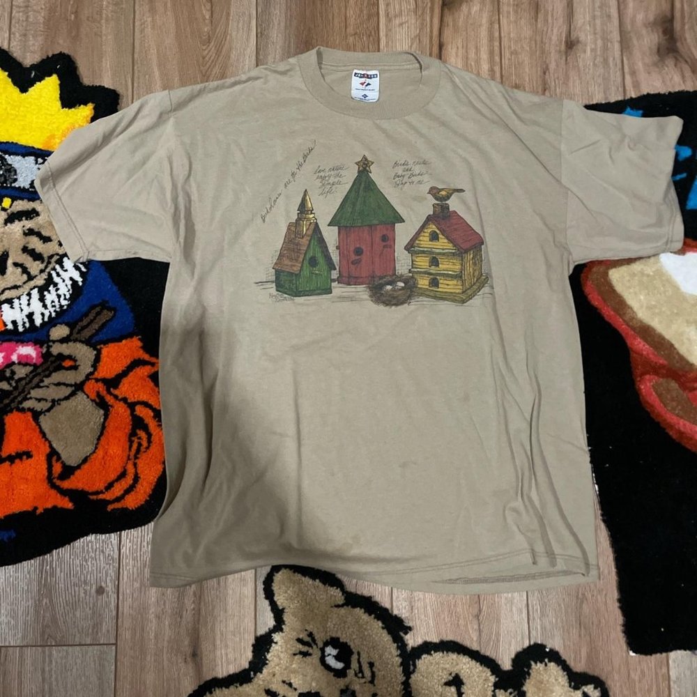vintage made in usa 90s bird house tshirt